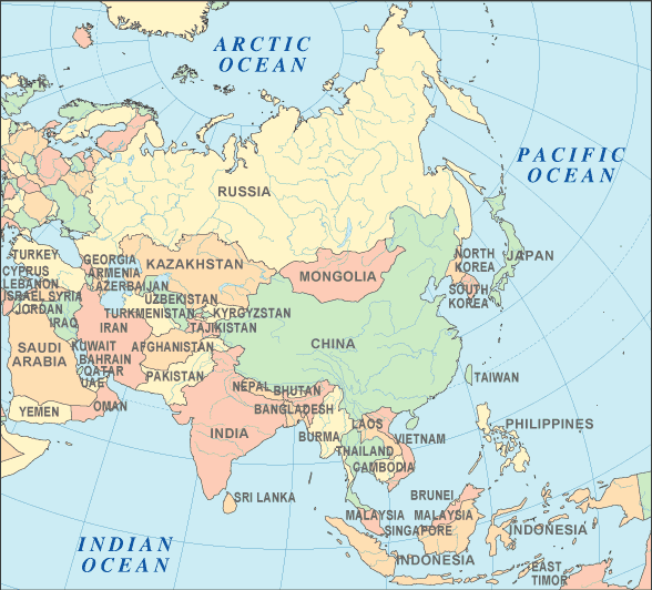 Karta zemalja Azije